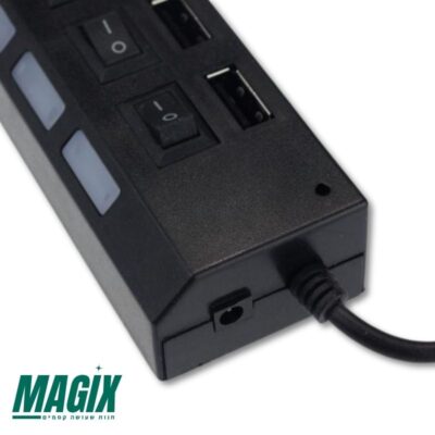 רכזת 7 יציאות USB עם שליטה על ההפעלה